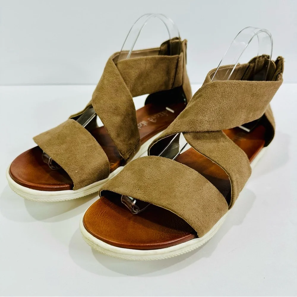 🎀 ALTARD STATE WOMEMS SIZE 9M REAR ZIP MICROFIBER BRUSHED SUEDE STYLE SANDALS - Picture 4 of 14